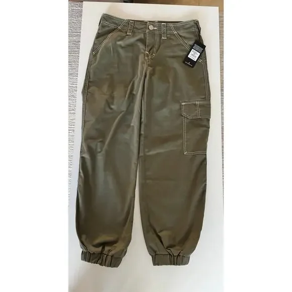 NWT True Religion Bobbi Baggy Cargo Pants Kalamata Olive Green size 28 - Picture 13 of 16